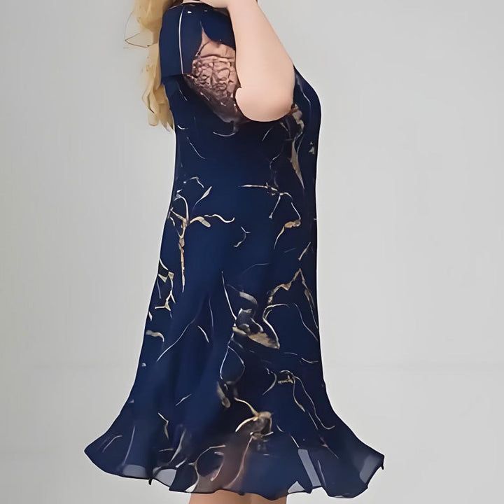 Dalia – Vestido estampado con caída en cascada y manga corta