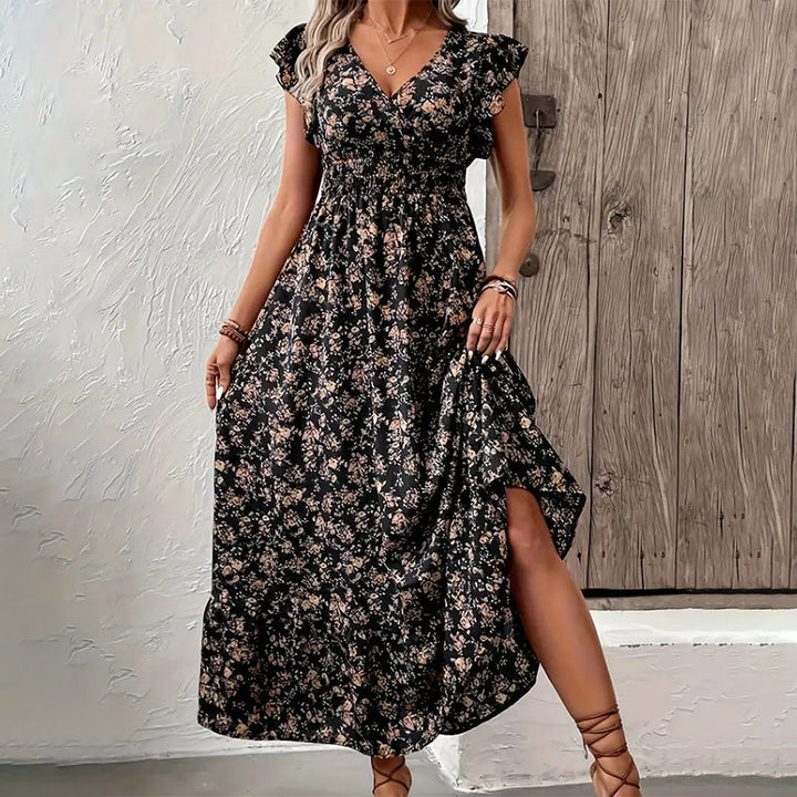 Vestido maxi ligero con escote en V floral